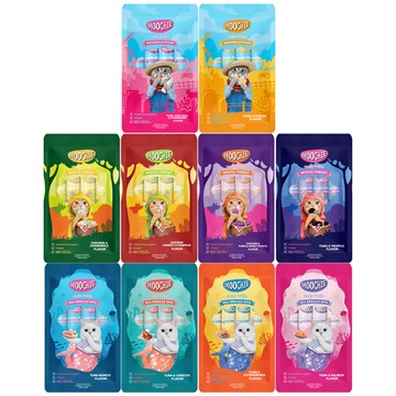 Moochie 【24入組】- ＜田園蔬菜/海鮮饗宴/濃郁奶香＞貓肉泥系列 5x15g（0.53 oz）