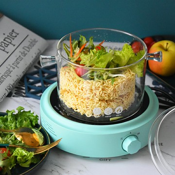 微波爐加熱玻璃碗燉煮鍋家用果蔬沙拉碗帶把玻璃泡面碗宿舍玻璃鍋