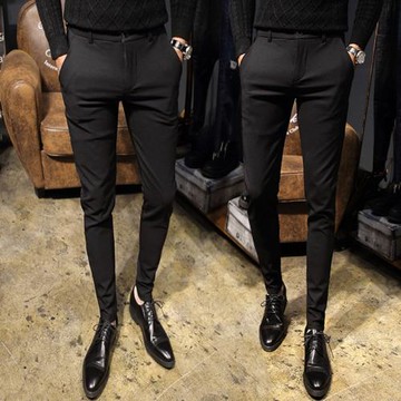 秋季休閑褲男士新款修身褲子商務西褲男韓版小腳褲青年時尚九分褲