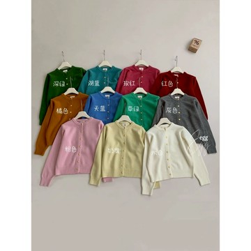 【太妮絲AB161】現貨 韓系 針織外套 圓領 排扣外套 純色針織開衫 小外套 文青日常穿搭 針織上衣 金扣外套 小香風