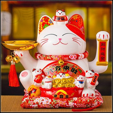 開幕送禮 八方財來招財貓 會擺手 托盤可裝糖果 高30cm 祈福 開運 新居入厝 慶祝開店 開業大吉 招財賀禮 新年佈置