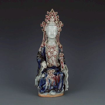 元青花釉里紅佛像 仿古瓷器古董古玩舊貨老貨收藏品手工擺件