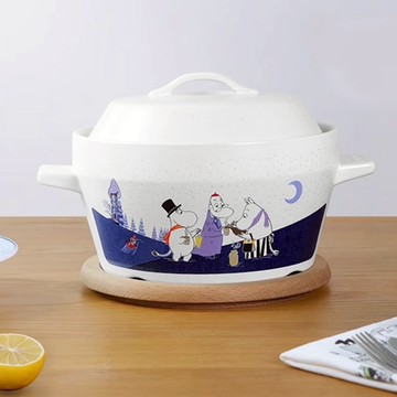 萬土燒 嚕嚕米Moomin正版授權燉煮砂鍋/多功能陶鍋 冬雪八方 - 中湯鍋4300ML