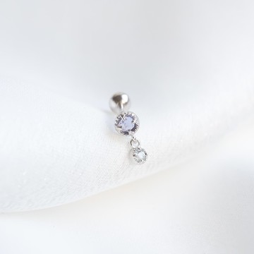 堇青石 藍托帕石925純銀雙寶石蛋糕轉珠耳環