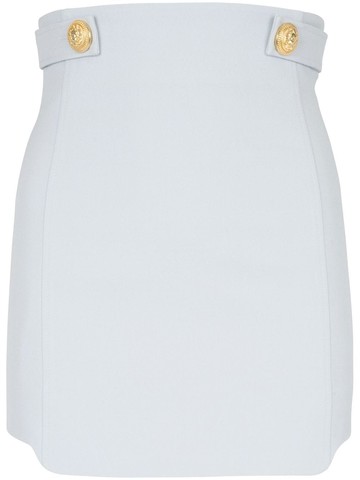 Balmain - high-waisted wool skirt - women - Wool - 38 - Grey