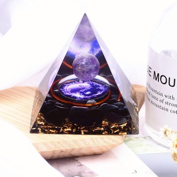 金字塔奧根塔Orgonite塔/脈輪/助眠/闢邪/冥想/能量紫水晶黑曜石