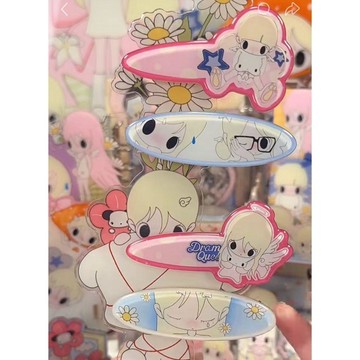 🔥臺灣出貨 可愛卡通女孩貓咪亞克力髮夾少女心劉海夾學生側邊夾子甜美夾頭飾