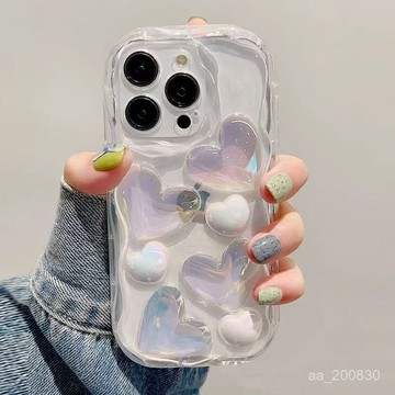✨限時下殺✨滴膠水晶愛心適用蘋果16手機殻iPhone15水波紋14plus鏈條13防摔xs