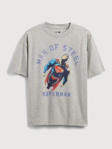 男童裝 Gap x DC™正義聯盟聯名 純棉印花圓領短袖T恤-灰色