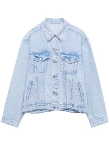 Simkhai - Lambert crystal-embellished denim jacket - women - Spandex/Elastane/Cotton - L - Blue