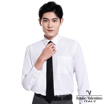 范倫提諾仿天絲素面1001長袖襯衫-白15