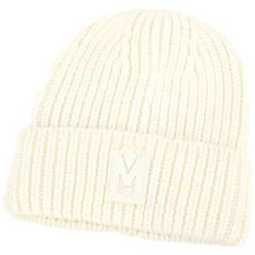 Mackage JUDE-KZ 品牌矽膠徽標 美麗諾羊毛 反摺羅紋針織帽(奶油白/兒童版 女版)