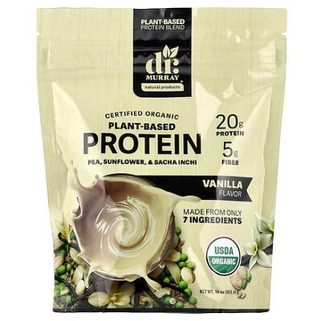 Dr. Murray's, Organic Plant-Based Protein, Vanilla, 16 oz (453.59 g)