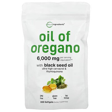 Micro Ingredients, 含黑籽油的牛至油，300 粒軟膠囊