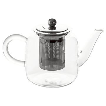 LuigiFerrero Coffeina玻璃濾茶壺 直型  1個  800ml  銀色 + 透明色