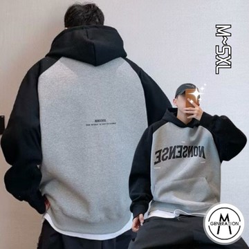 【M世代】刷毛帽T 連帽上衣 大學T 衛衣 長袖上衣 重磅灰色衛衣 秋季潮牌高級感上衣 大尺碼 男裝 BHWM412