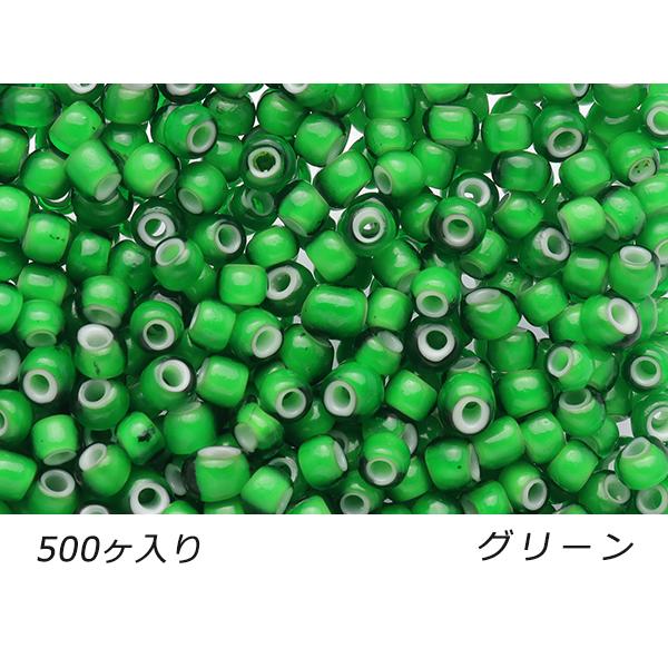 ホワイトハーツビーズ 小 グリーン 外径5.0mm×長さ3.5mm 穴径1.2〜1.6mm 約500ヶ [ぱれっと]  レザー