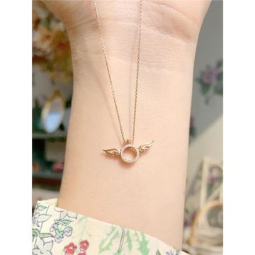 魔法BB戒項鏈女純銀鍍18k玫瑰金周家天使翅膀bb戒吊墜彩金鎖骨鏈