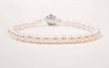 日本天然Akoya5-5.5mm 珍珠經典簡約手鏈。925純銀