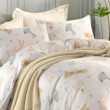 Betrise 貝翠絲 C量能系列 100%奧地利天絲光淬石墨烯兩用被床包組  床包 + 兩用被 + 枕套 x 2  床包 + 兩用被 + 枕套  x 2  雙人加大  萌萌園