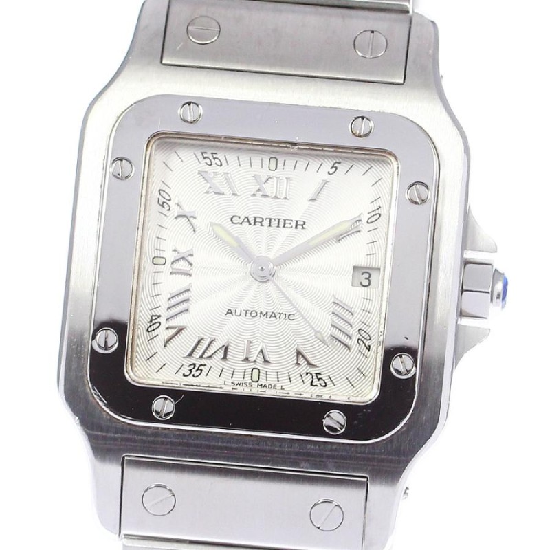 カルティエ CARTIER サントスガルベLM W20040D6 自動巻き デイト 腕時計 SS シルバー