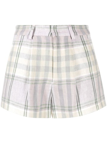 MARANT ÉTOILE - checked linen shorts - women - Linen/Flax/Cotton - 36 - Purple