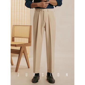 JUESION 意式休閑西褲男春秋款韓版直筒九分褲修身商務正裝長褲