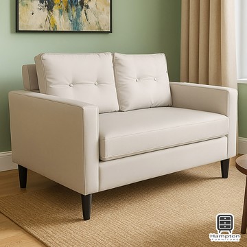 【Hampton 漢汀堡】安得烈皮面雙人沙發-卡其色