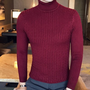 男士秋冬時尚打底衫 麻花針織高領毛衣毛線衫五色
