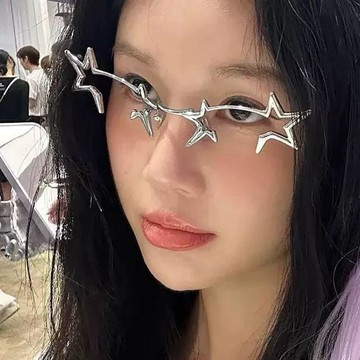 柳智敏同款星星鏡框 Y2K 千禧辣妹裝飾眼鏡 二次元 COS 痞帥平光鏡 網紅街拍素顏造型鏡