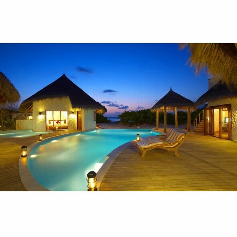 絵画風 壁紙ポスター モルディブ サンセット リゾート プールサイド 癒し キャラクロ Rmdv 011w2 ワイド版 603mm 376mm 通販 Lineポイント最大0 5 Get Lineショッピング