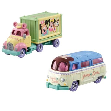 【超萌行銷】TOMICA 迪士尼小汽車 復活節DREAM貨櫃小車-米奇米妮 + 復活節巴士-米奇 兩款合售