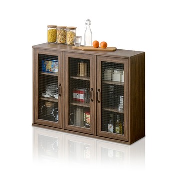 【Sato】NEFLAS時間旅人三門玻璃收納櫃‧幅111cm