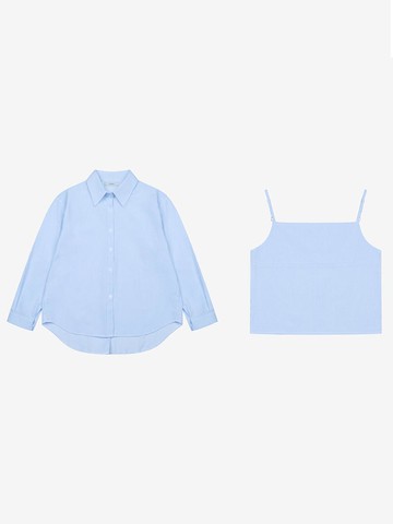 Seersucker Stripe Shirt Sleeveless Top SET (VKBAD1444)