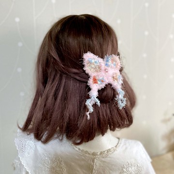 厚工編織/ 蝴蝶毛線髮夾胸針別針髮叉邊夾鯊魚夾髮圈髮叉抓夾