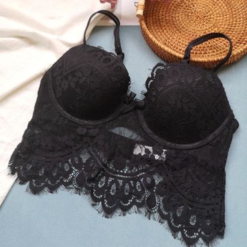 小芬文胸套裝性感女薄款黑色聚攏上托蕾絲文胸薄款夏有鋼圈內衣