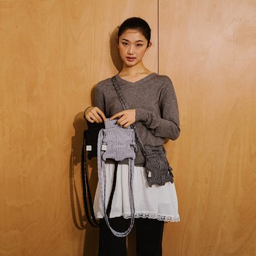 Mini Cross Bow Bag - Glitter Silver