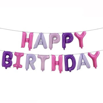 [台灣現貨]Happy Birthday馬卡龍色生日氣球 13字入 生日氣球 氣球 生日佈置
