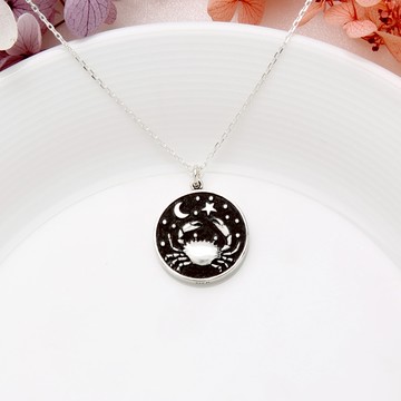 【Angel & Me】巨蟹座 雙面 硬幣 s925 純銀項鍊 生日 情人節禮物