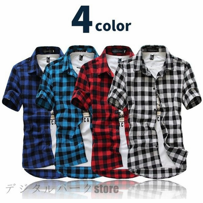 チェックシャツ ブロックチェック ネルシャツ メンズ 半袖 ギンガム シャツ トップス バッファロー チェック Chs 0001 通販 Lineポイント最大get Lineショッピング