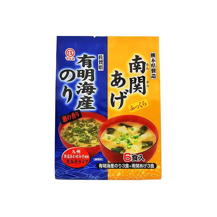 ☆7 マルエ 南関あげと海苔のみそ汁 ６食入×5個セット 即席みそ汁 味噌汁 九州米麦あわせみそ使用 生みそタイプ