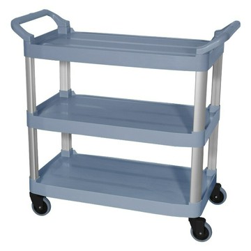 酒店餐車三層靜音推車收納掛桶收碗車帶垃圾桶多功能塑料餐廳飯店[DD160110]