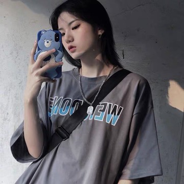 古著感網紅短袖t恤女ins超火夏天韓版街頭嘻哈原宿bf蹦迪上衣