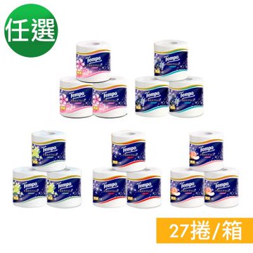 Tempo 閃鑽4層捲筒衛生紙 (櫻花/水梨花/水蜜桃/無香/藍風鈴/Miffy限定版無香) 27捲/箱