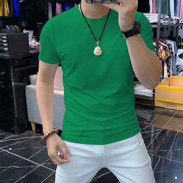 夏季青年圓領短袖凈色t恤男上衣現貨半袖男裝休閑百搭修身百搭潮
