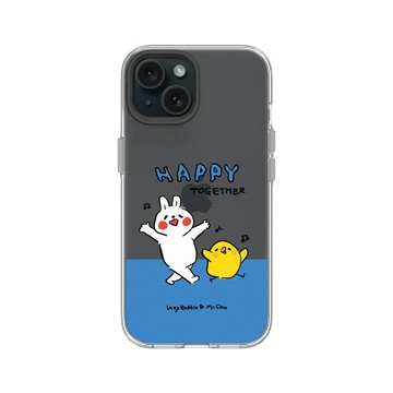 iPhone 15 Clear 透明 - 懶散兔與啾先生 Lazy Rabbit and Mr.Chu - 左手的快樂