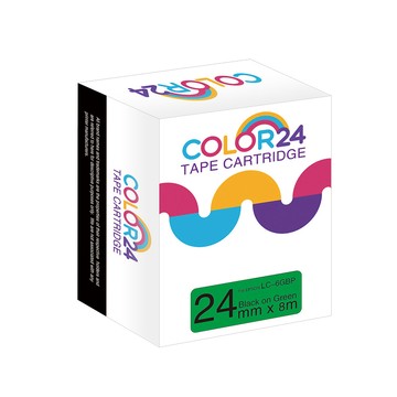 Color24 for EPSON LC-6GBP / LK-6GBP 綠底黑字 相容標籤帶 (寬度24mm)