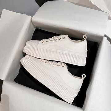 帆布鞋女2025年新款春季爆款厚底餅干鞋休閑小白鞋子百搭學生單鞋