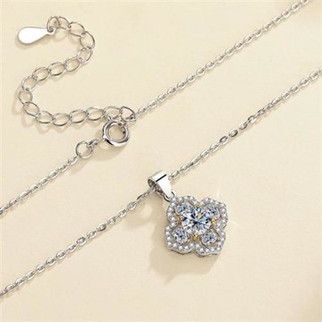 【米蘭精品】現貨+預購 頂級莫桑鑽石項鍊925純銀女項鍊鎖骨鍊項鏈情人節禮物-0.5克拉四葉草74lq82