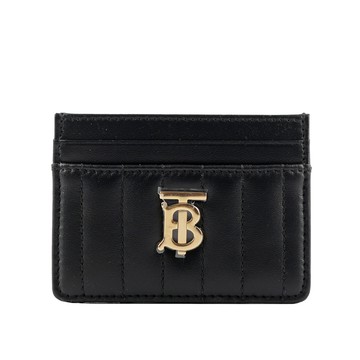 BURBERRY Lola 金字縫線小羊皮4卡名片/卡片夾(黑色) 8062374 A7527